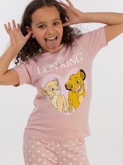 Brands In Pink 100% Cotton Disney Lion King Heart Girls Hearts Pyjamas - Image 1 of 4