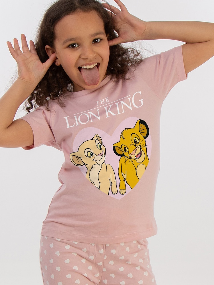 Brands In Pink 100% Cotton Disney Lion King Heart Girls Hearts Pyjamas - Image 1 of 4