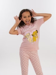 Brands In Pink 100% Cotton Disney Lion King Heart Girls Hearts Pyjamas - Image 2 of 4
