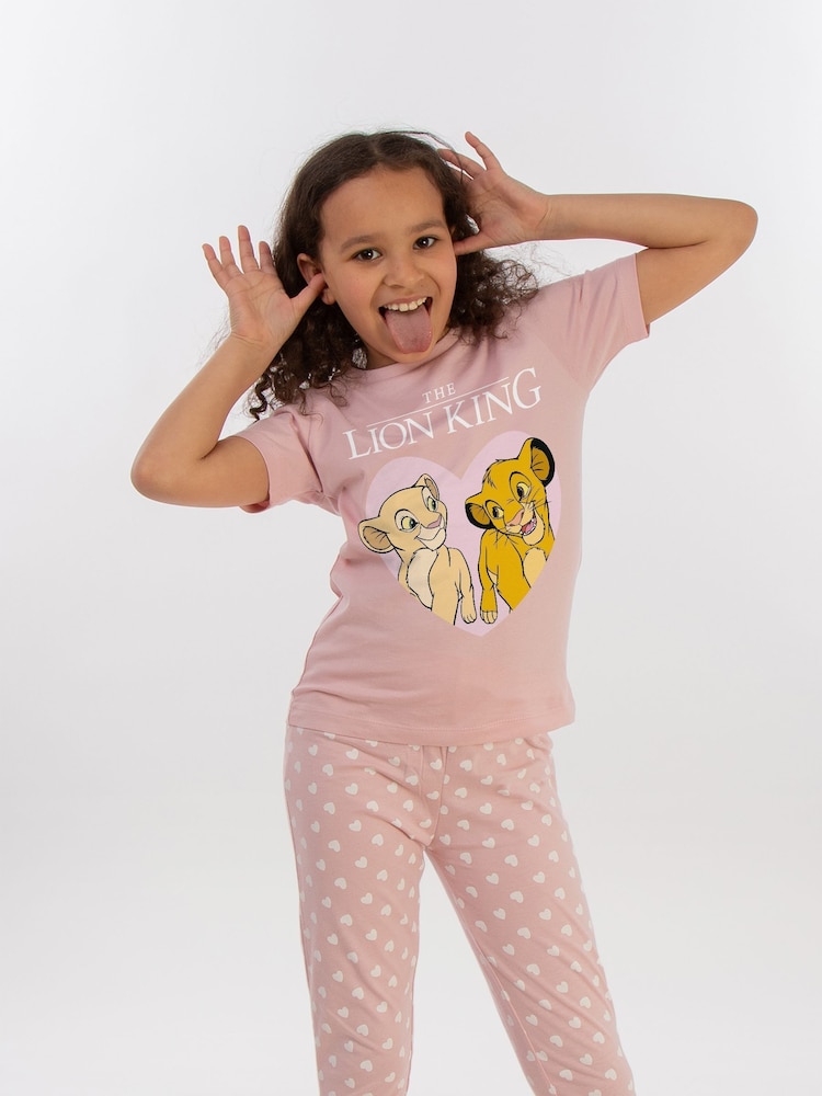 Brands In Pink 100% Cotton Disney Lion King Heart Girls Hearts Pyjamas - Image 2 of 4