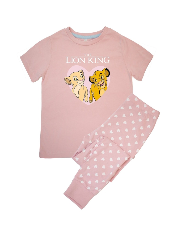 Brands In Pink 100% Cotton Disney Lion King Heart Girls Hearts Pyjamas - Image 3 of 4