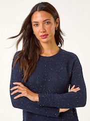 Roman Blue Hooded Knit Longline Cardigan - Image 1 of 5