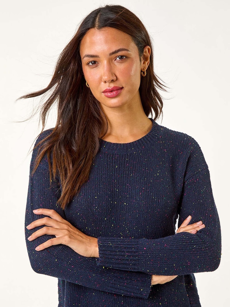 Roman Blue Hooded Knit Longline Cardigan - Image 1 of 5
