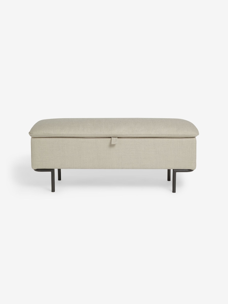 MADE.COM Natural Oat Textured Weave Harlow Storage Ottoman Bench - Image 1 of 2