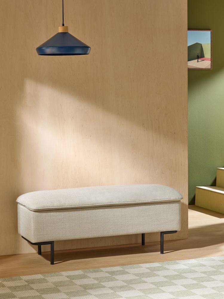 MADE.COM Natural Oat Textured Weave Harlow Storage Ottoman Bench - Image 1 of 6 MADE.COM Natural Oat Textured Weave Harlow Storage Ottoman Bench - Image 1 of 6