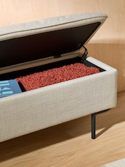 MADE.COM Natural Oat Textured Weave Harlow Storage Ottoman Bench - Image 3 of 6