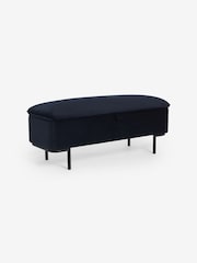 MADE.COM Navy Blue Velvet Harlow Storage Ottoman Bench - Image 5 of 6