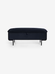 MADE.COM Navy Blue Velvet Harlow Storage Ottoman Bench - Image 6 of 6