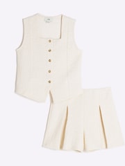 River Island Girls Cream Textured 100% Cotton Waistcoat Set - Bild 1 von 5