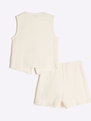River Island Girls Cream Textured 100% Cotton Waistcoat Set - Bild 2 von 5
