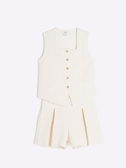 River Island Girls Cream Textured 100% Cotton Waistcoat Set - Bild 3 von 5