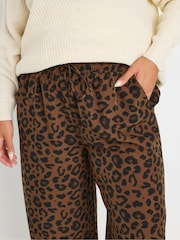 Yours Curve Brown Leopard Print Wide-Leg Trousers - Image 4 of 5