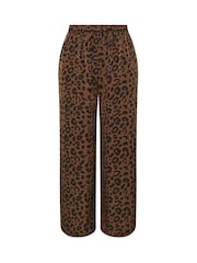 Yours Curve Brown Leopard Print Wide-Leg Trousers - Image 5 of 5