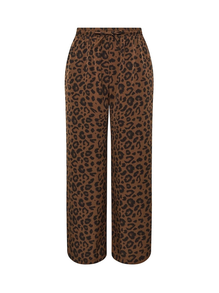 Yours Curve Brown Leopard Print Wide-Leg Trousers - Image 5 of 5