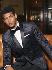 Skopes Blue Tailored Fit Tiesto Velvet Dinner Jacket - Image 1 of 6