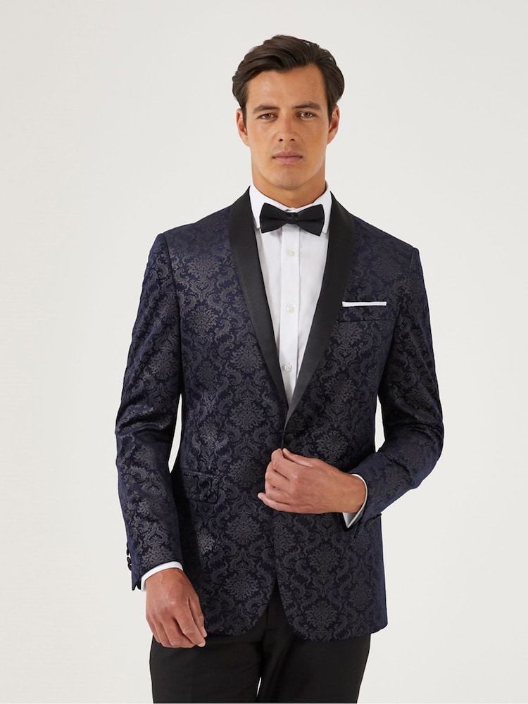 Skopes Blue Tailored Fit Tiesto Velvet Dinner Jacket - Image 2 of 6