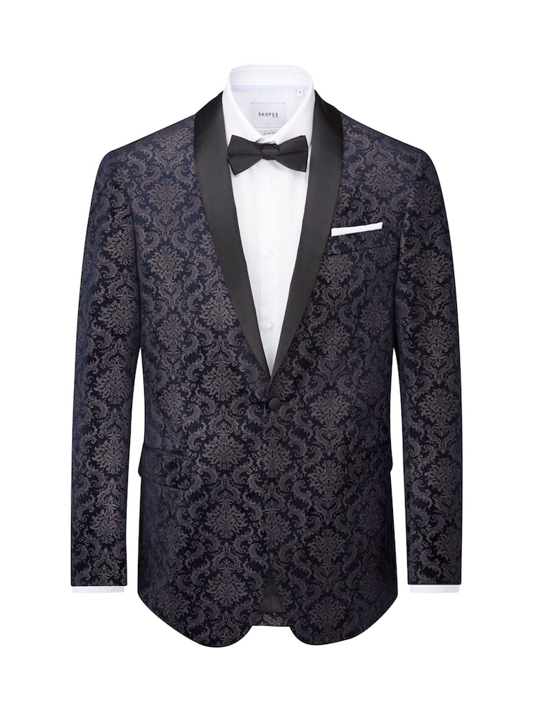 Skopes Blue Tailored Fit Tiesto Velvet Dinner Jacket - Image 5 of 6