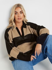 Yours Curve Natural Rugby Collar Jumper - Image 1 of 5
