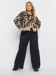 Yours Curve Brown Limited Leopard Satin Bow Cardigan - Image 2 of 5