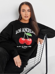 Yours Curve Black Cherry Sweatshirt - Image 1 of 5