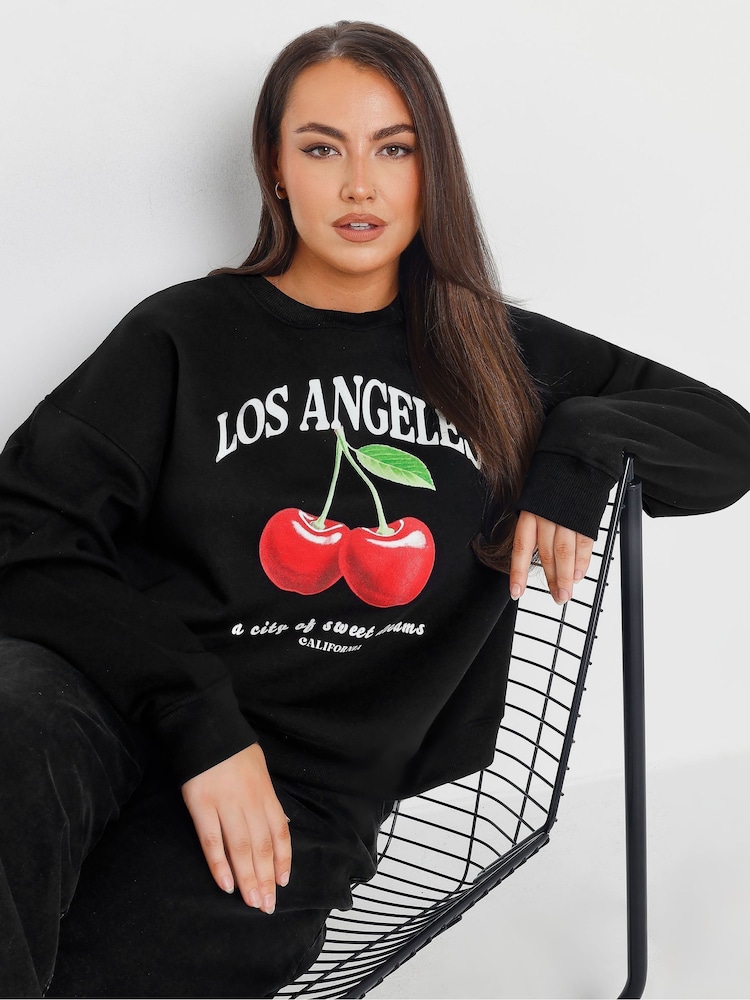 Yours Curve Black Cherry Sweatshirt - Image 1 of 5