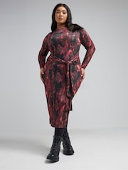 Yours Curve Black Limited Snake Tie Front Dress - Image 2 of 5