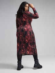 Yours Curve Black Limited Snake Tie Front Dress - Image 3 of 5