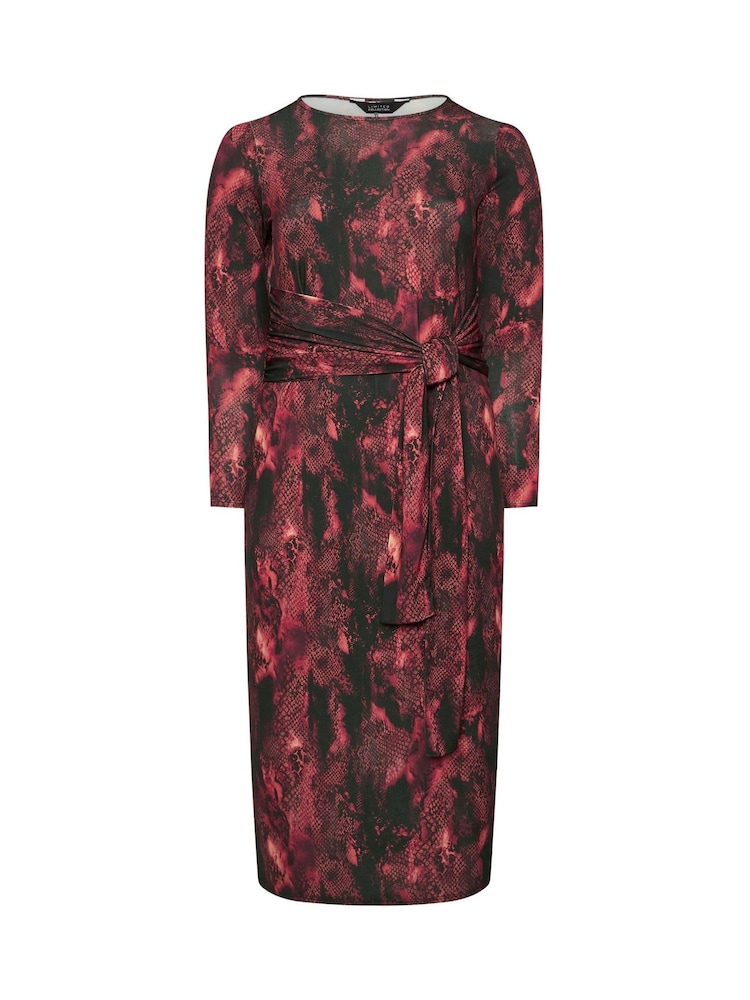 Yours Curve Black Limited Snake Tie Front Dress - Image 5 of 5