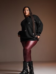 Yours Curve Red Coated Look Leggings - Image 1 of 6