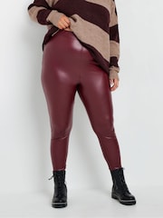 Yours Curve Red Coated Look Leggings - Image 5 of 6