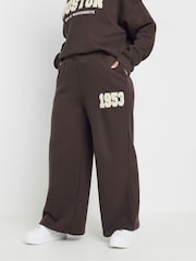 Yours Curve Brown Boston 1953 Wide Leg Joggers - Image 1 of 5