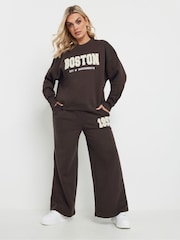 Yours Curve Brown Boston 1953 Wide Leg Joggers - Image 2 of 5