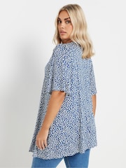 Yours Curve Blue Pleated Front Swing Top - Image 3 of 5