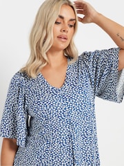 Yours Curve Blue Pleated Front Swing Top - Image 4 of 5