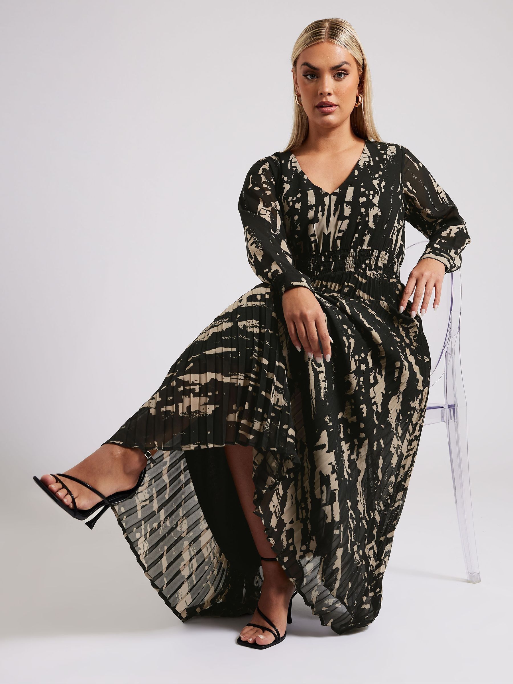 Buy Yours Curve Black Abstract Print Pleated Maxi Dress From The Next Buy Yours Curve Black Abstract Print Pleated Maxi Dress From The Next