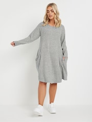 Yours Curve Grey Drape Pocket Dress - Image 2 of 5