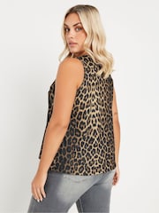Yours Curve Brown LIMITED COLLECTION Curve Leopard Print Bow Tie Waistcoat - Image 4 of 5