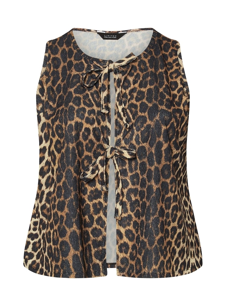 Yours Curve Brown LIMITED COLLECTION Curve Leopard Print Bow Tie Waistcoat - Image 5 of 5