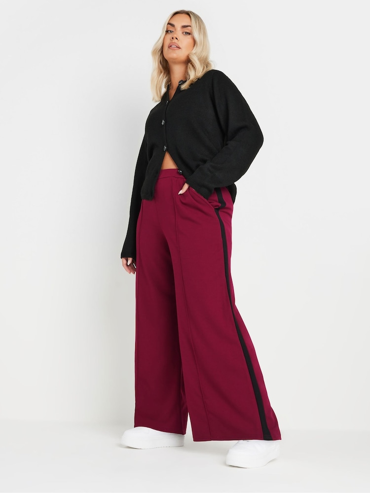 Yours Curve Red Side Stripe Wide Leg Trousers - Image 2 of 5