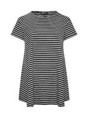 Yours Curve Black Striped Ribbed Swing Top - Image 5 of 5