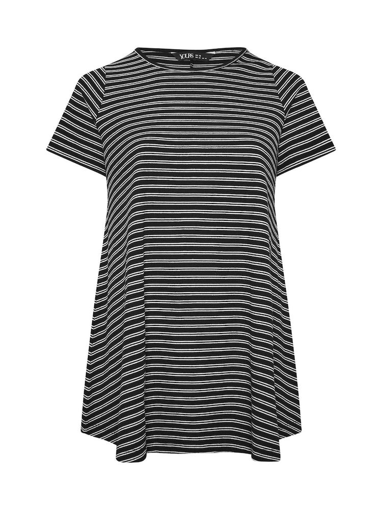 Yours Curve Black Striped Ribbed Swing Top - Image 5 of 5