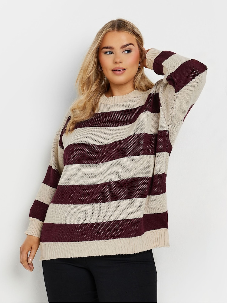 Yours Curve Red Stripe Jumper - Image 1 of 5