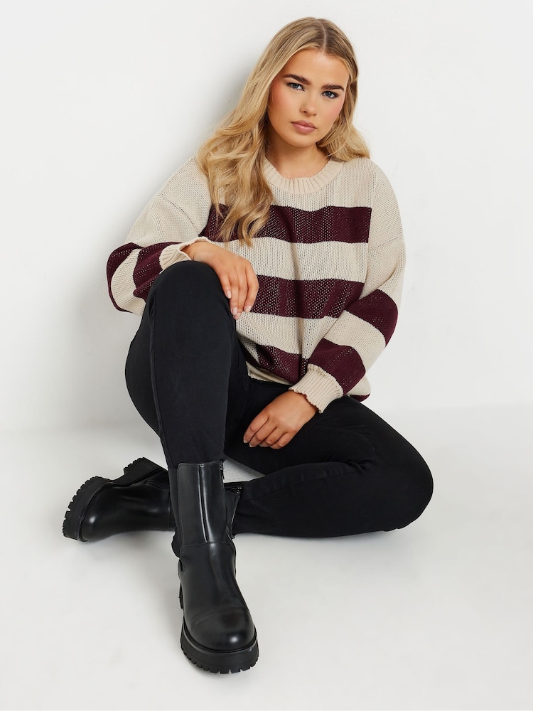 Yours Curve Red Stripe Jumper - Image 2 of 5