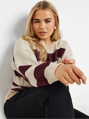 Yours Curve Red Stripe Jumper - Image 3 of 5
