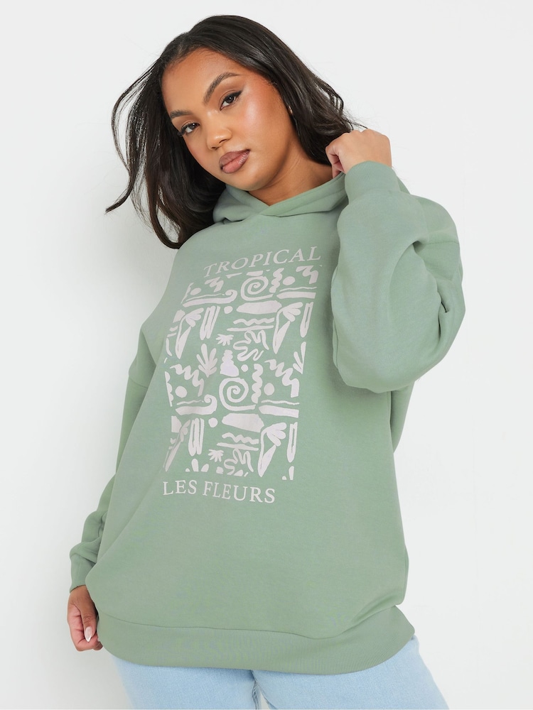 Yours Curve Green Tropical Hoodie - Image 1 of 5