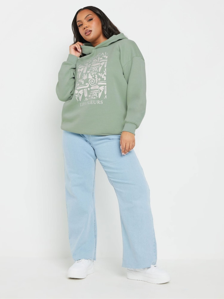 Yours Curve Green Tropical Hoodie - Image 2 of 5