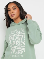 Yours Curve Green Tropical Hoodie - Image 4 of 5