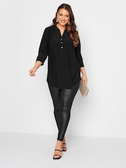 Yours Curve Black London Half Placket Blouses - Image 2 of 4