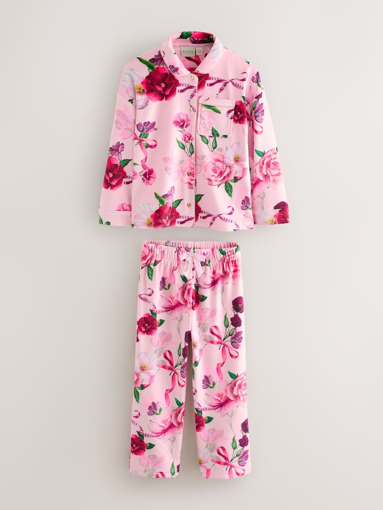 Pink - Baker by Ted Baker Floral Fleece Pyjamas Set 2 Piece - Bild 1 von 9