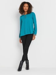 M&Co Blue Embellished Cuffed Pleated Blouse - Image 2 of 5